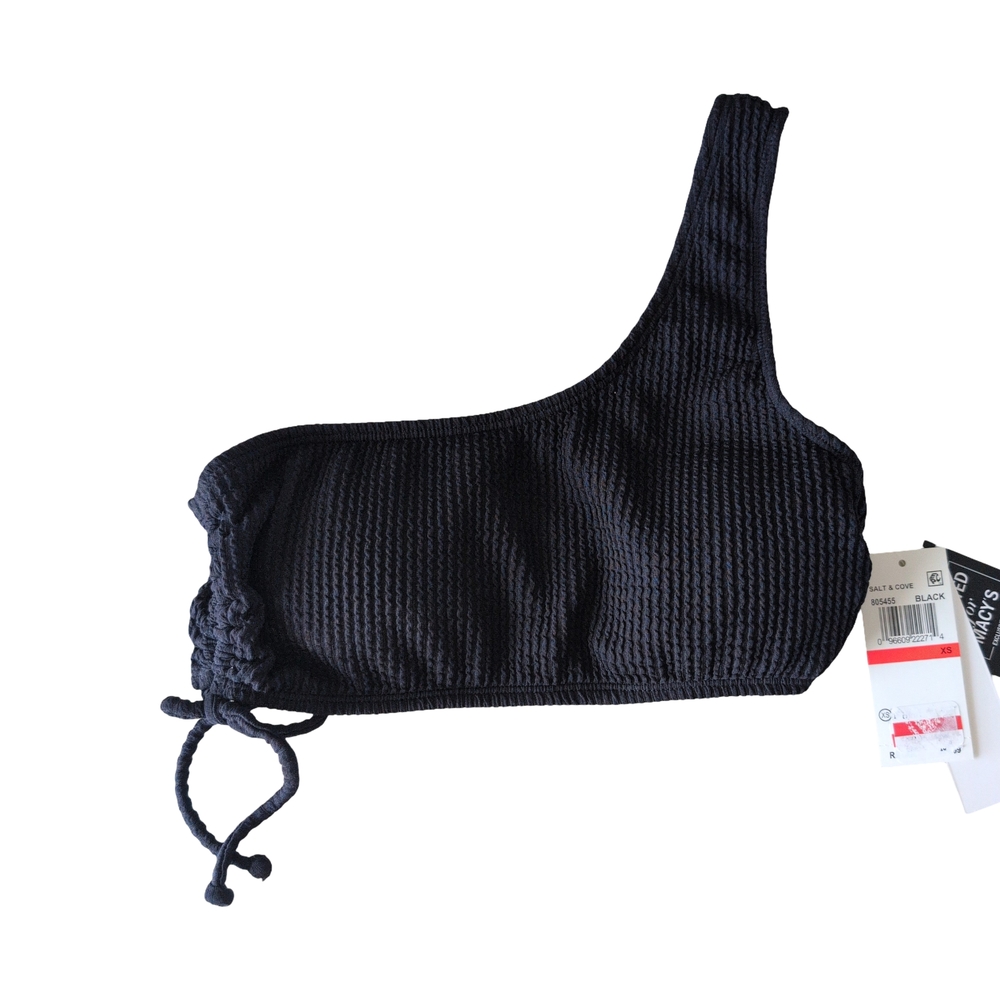 Salt + Cove Black One-Shoulder Bikini Top